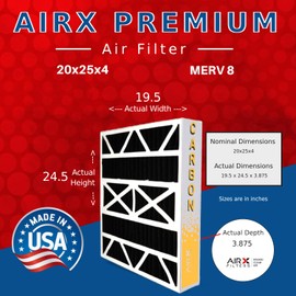 AIRx Filters WICKED CLEAN AIR 20x25x4 Carbon Air Filter Odor Eliminator MERV 8 AC HVAC Furnace Filter 6 Pack