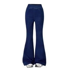 Nivne Tco Tween Girls Flare Jeans - Long Bell Bottom Wide Leg Denim Pants,Crossover Flare Leggings for Girls (US, Age, 10 Years, Blue)
