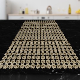 Elegant Comfort Table Runner, Dresser Scarf, Embroidery Table Decor for Inside or Outside, Luxury Crochet Tabletop, Kitchen Dining Table Runner, 16 X 72 Inch, Bronze