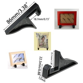 DGZZI 4PCS 8.5cm Photo Frame Support Base Multifunctional Black Plastic Display Stands Business License Certificate Medal Holder Used for Decorative Plate Cutting Board Tile Plaque
