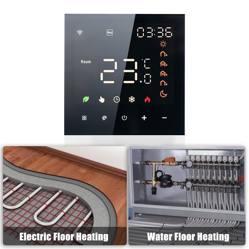 Smart Tuya WiFi Thermostat Voice Control 16A Digital Programmable LCD