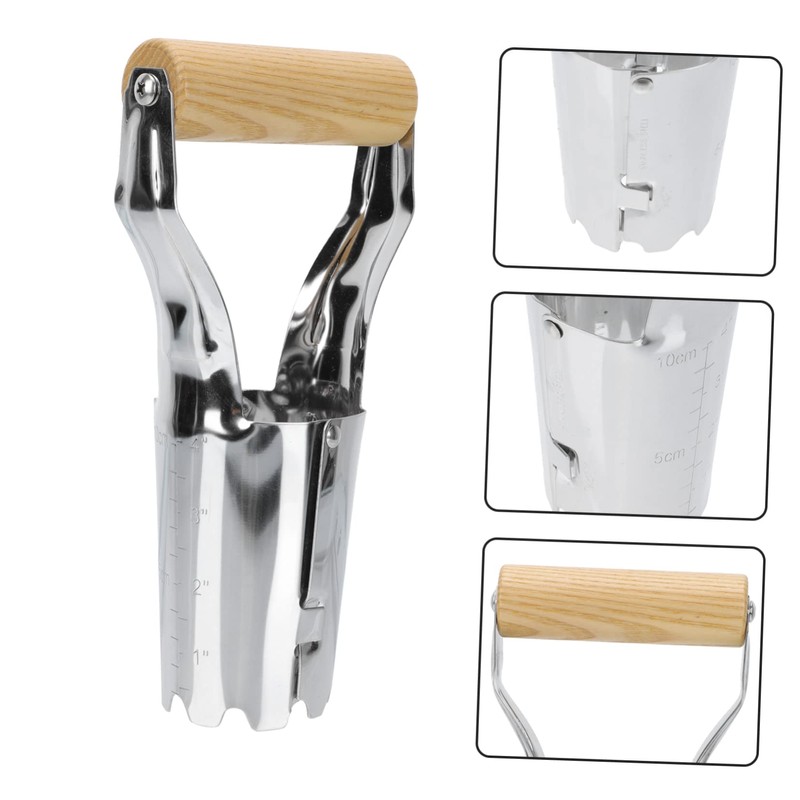 Mipcase 1pc Stainless Steel Garden Transplanting Tool with Ergonomic Wooden