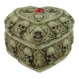 ICE ARMOR 3.25" W Skull Heart Shape Trinket Box Statue Sculpture Ornament Decoration Home/Room Decor Ideas for Housewarming, Holidays and Birthdays Great Collectible Addition