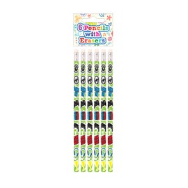 HENBRANDT 24 x Children’s Gamer Pencils with Erasers Kids Stationery Eraser Tip HB Pencils School Classroom Gift Birthday Xmas Party Favour Loot Bag Filler for Boys and Girls