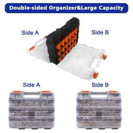 1575 PCS Nuts and Bolts Assortment Kit, Stainless Steel Phillips Pan Head & Flat Head Screws, Assorted Nuts Bolts Washers with Orange Double Sided Organizer Box