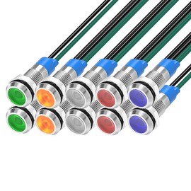 KILIGEN 10pcs 6mm 3V-4.5V-5V-6V-7.5V-9VDC LED Waterproof Indicator Light Pilot Light Signal Indicator(Green/Orange/Red/Blue/White,5 Colors)