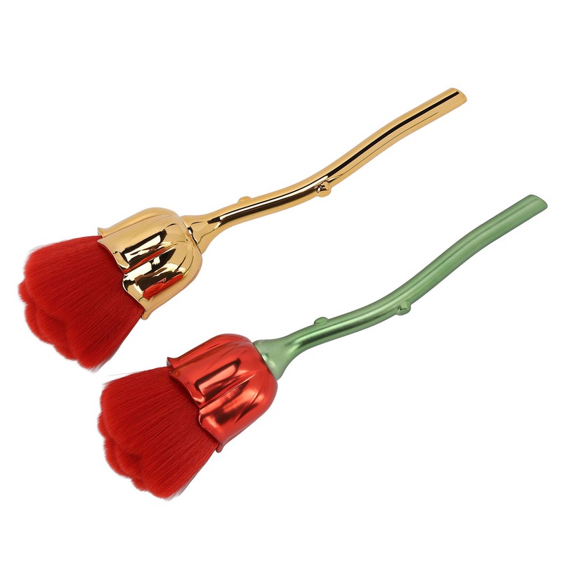 2pcs Rose Shape Nail Brush Dust Removal Thickened Die Cast