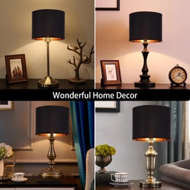 Duoerwo Black Large Farmhouse Drum 12 Inches Lamp Shades Set Of 2 Vintage Barrel Barrel Decorative,For Table Lamps,For Floor Lamps，For Wall Lamp Lamp Shade Harp Holder Included
