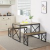 Vecelo 3Pcs Kitchen Dinning Table and Benches Set For 4-6,