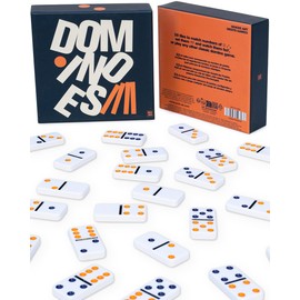 Suck UK Dominos Set for Adults - Board Games - Travel Dominoes Set - Tile Games - Classic Strategy Game for Family - Brain Teaser Puzzles - 28 Dominoes with Colored Dots in Gift Box - Game Night Play
