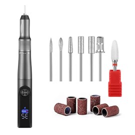 Cordless Electric Nail Drill Rechargeable 35000 RPM,2 in 1 Professional Portable Nail Drill Machine Filer for Acrylic Gel Nail Removal Manicure Pedicure Salon Home Use (Grey)