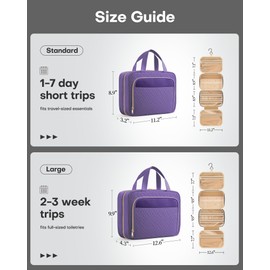 HOTOR HOTOR Travel Toiletry Bag for Women & Men, Waterproof Makeup Bag with Hanging Hook and Multiple Pockets, Cosmetic Bags for Women, Travel Essentials, 11.2' x 3.2' x 8.9', Dark Purple