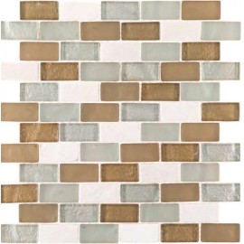 Jeffrey Court Bellagio Pebble Brown/Tan Brick Interlocking Mixed Glass Marble