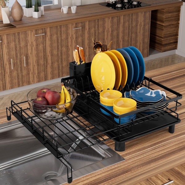 YEYPOP Large Dish Drying Rack, Expandable Dish Drying Rack for