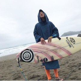 Imabari Towel Fabric Surf Poncho Clothes Towel Poncho Surfing 100% Cotton Oruta (L, Navy)