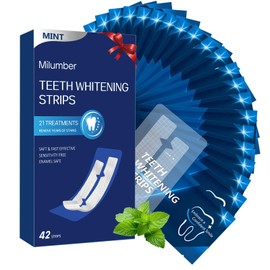 Milumber Teeth Whitening Strips for Sensitive, 42 Strips Whitener Safe Whitestrip, Deep Stains Removal Tooth Whitening, Enamel Safe Non-Slip Dry Strip Technology for Whiter Teeth, Mint