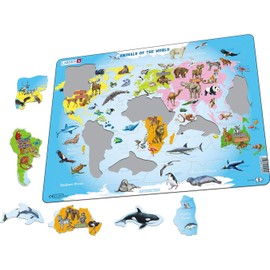 Larsen A34 Animals of the World Spanish Edition Frame Puzzle with 28 Pieces
