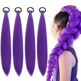 4 Paquetes Extensiones Cabello Morado 60cm Preestirado Trenzas Cosplay