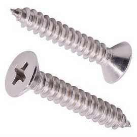 #6 x 5/8" Flat Head Phillps Drive Self Tapping Screws, 304 Stainless Steel, Cross Recessed Countersunk Head Wood Screws, 100 PCS