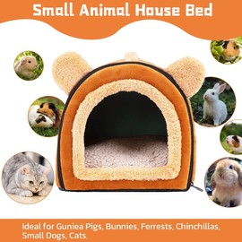 Pantula Guinea Pig Bed Cuddly Cave - Cosy Large Hamster Small Animal Bed Hideaway with Removable Mat for Hamsters Rabbits Hedgehog Chinchilla Bearded Dragons and Ferrets (Brown)
