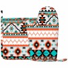 Mxocom Aztec Pattern Silicone Oven Mitts and Pot Holders Sets
