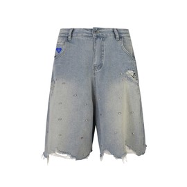 Aelfric Eden Women's Jeans Shorts Men's Baggy Jorts Unisex Rhinestone Denim Shorts Summer Wide Leg Denim Shorts Y2K Streetwear, blue, 32