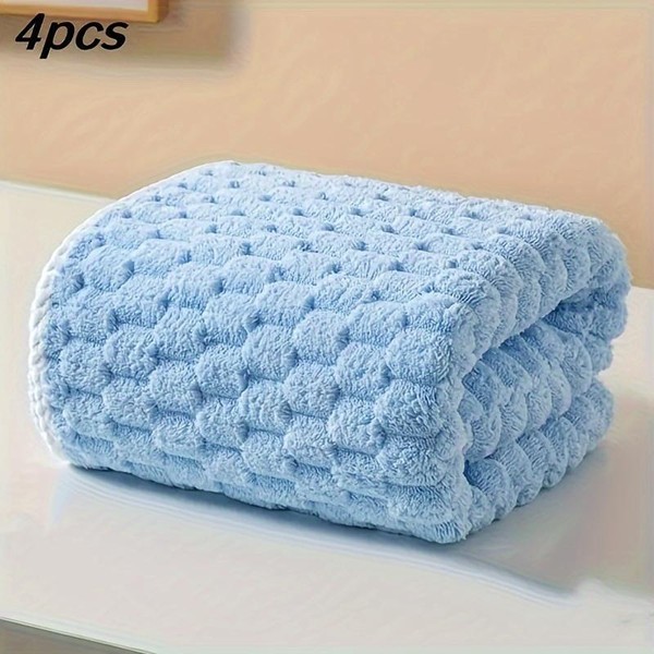 Pack of 4 Waffled Super Soft Woven Bath Towels, Super