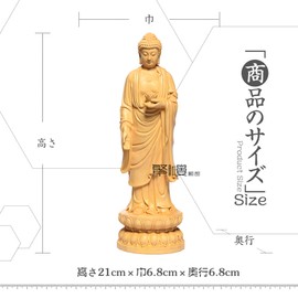 Traditional Sculpture Buddha Statue, Shakyamuni Buddha Statue, Wooden Carving, Figurine, TheChanger Buddhist Altar Statue, Pray for Evil Protection, High Quality Natural Boxwood Carvings (Height 9.1 x Width 2.8 x Depth 2.8 inches (23 x 7 x 7 cm)