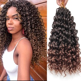 18 Inch Pre Looped Crochet Hair for Black Women Girls&Kids-8 Packs Gogo Curl/Beach Curl/Ocean/Water/Deep Wave Synthetic Hair Tangle-Free Full&Natural Look Long-Lasting for Daily Wear(T1B/30)