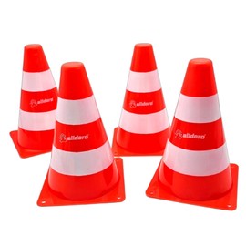 alldoro 60090 Set of 4 Traffic Cones - Traffic Cones Stackable for Children from 3 Years, White/Orange, 17 x 13 x 13 cm