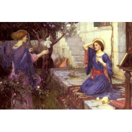 Modern Repro Postcard: The Annunciation, Gabriel Visits Mary, Waterhouse