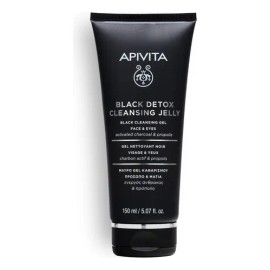 Apivita Gel Limpiador Blackdetox 150ml Rostro y ojos Limpiador facial y desmaquillante Lavado facial natural con carbón activado y propóleo Atrae contaminantes como un imán deja la piel fresca