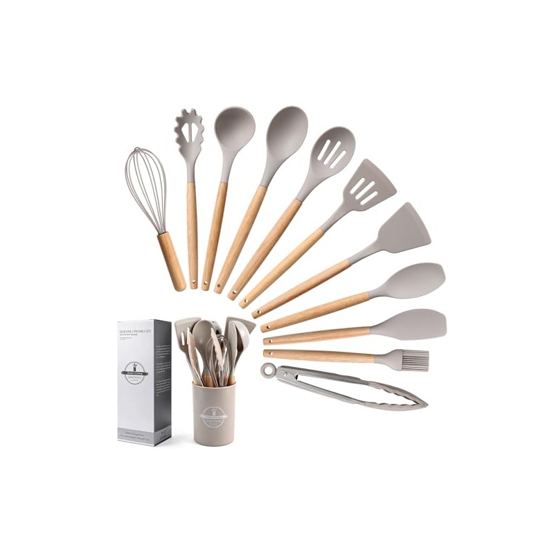 Utensilios de Cocina de Silicona, Juego de 12 Herramientas de