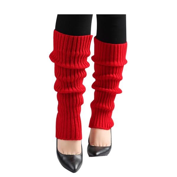 sourcing map Women's Knitted Toeless Solid Warm Stretchy Knee High