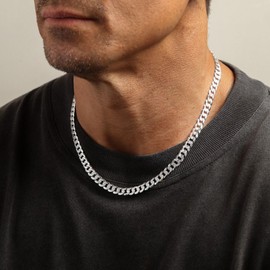Rajputana 50th Birthday Gifts for Men,5mm Thick Cuban Silver Chain Mens Necklace 50th Necklace Birthday Gift Hypoallergenic Chains Jewelry Gifts