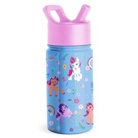Simple Modern My Little Pony - Botella de agua para niños con tapa de popote, taza de acero inoxidable aislada reutilizable para niños pequeños, escuela, colección Summit | 14 onzas, My Little Pony