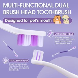 VVHOMIFE Dog Toothbrush - Dual Head Dog Tooth Brush Newly Upgraded 60° Wavy Brush Head - Surrounds Teeth Like a Cloud for Dog Dental Care and Cleaning-Suitable for Large/Medium Dogs