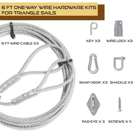COARBOR 6ft One-Way Wire Lock Wire Cable Hardware Kit for Triangle Sun Shade Sail Pole Stand Post Installation Create Tension