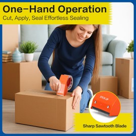 STICK UP Heavy Duty Packing Tape with Dispenser, 1 Roll, 1.88" x 65 YDs, Clear Strong Adhesive Package Sealing Tape for Shipping Moving Boxes, Mailing Supplies and Storage