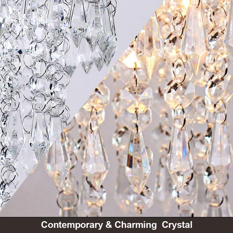 FRIXCHUR Small Crystal Chandelier Led Crystal Ceiling Lights 3 Tiers