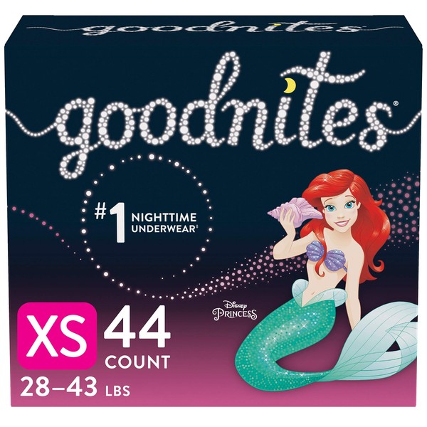Goodnites Nighttime Bedwetting Underwear, Girls' XS (28-43 lb.), 44 Ct