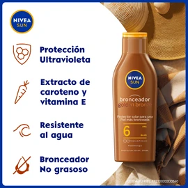 NIVEA SUN Aceite Bronceador Corporal (200 ml), Bronceador en Loción para bronceado dorado y duradero con FPS6+ Resistente al agua