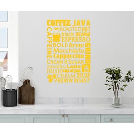 32"x24" Coffee Collage Java Caffeine Espresso French Roast Decaf Cappaccino Macchiato Brew Cream Sugar Latte Mocha Irish Drink Kitchen Wall Decal Sticker Art Mural Home Decor