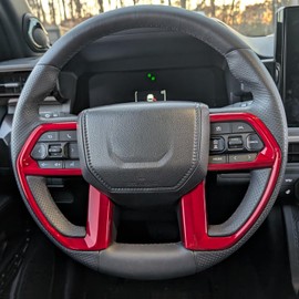 for Toyota Tacoma 2024 2025 2026 for 4Runner 2025 2026 Interior Accessories Steering Wheel Cover ABS Decorative Frame Trim (Red, Steering Wheel Cover)