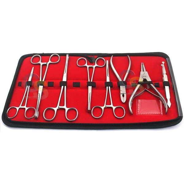 8 PC'S PRO Piercing Tool Set Body Piercing Instruments Stainless Steel by G.S Online Store