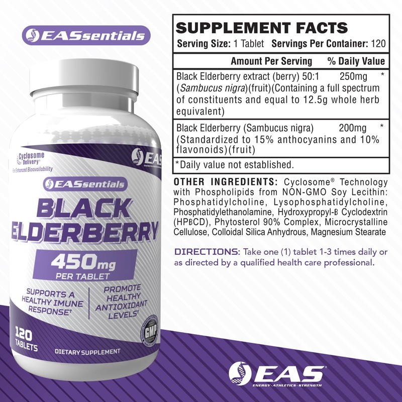 EAS Black Elderberry 450mg | Supports Healthy Immune Response |