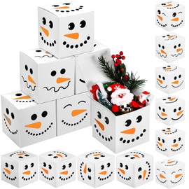TecUnite 36 Pcs Christmas Snowman Gift Boxes with Lids Christmas Boxes for Gifts Snowman Holiday Present Box Decoration Stackable Storage Decorative Boxes for Xmas Winte Party Pastries(3 x 3 x 3 Inch)