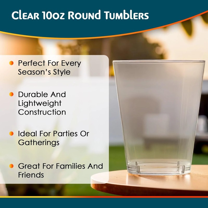 Blue Sky Clear 10oz Disposable Round Tumblers (16-Pack) | Durable