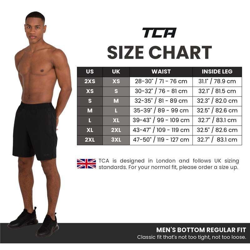 TCA Elite Tech Running Shorts Men's with Zip Pockets, black,