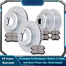 AutopartsMAXonline For Challenger Charger Magnum Chrysler V6 Front Rear Brake Disc Rotors and Pads